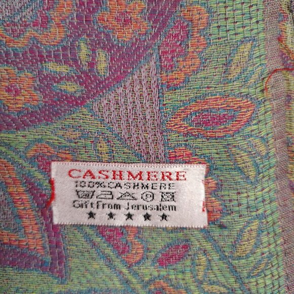 Shawl Womens Large 100% Cashmere Paisley Scarf Wrap - Picture 7 of 9